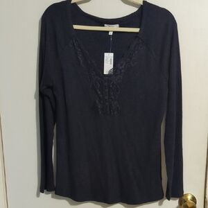 Women's Black Lace Detail Top